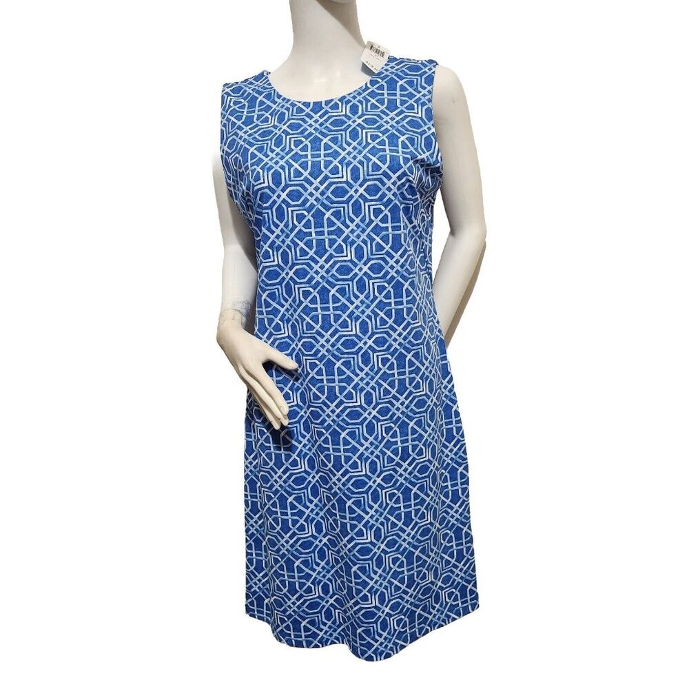 J.Mclaughlin Sophia Women's Dress Blue White Printed Sleeveless Size M ---5